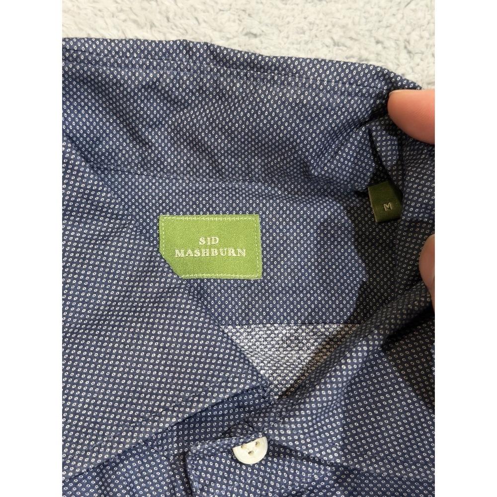 Sid Mashburn Men's Medium Blue Micro Birdseye Spread Collar Button Up Shirt - Picture 7 of 10